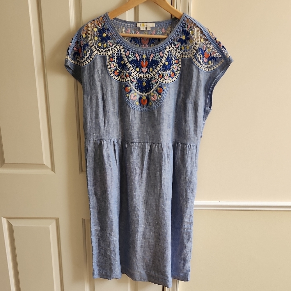 Blue Embroidered Boden Dress